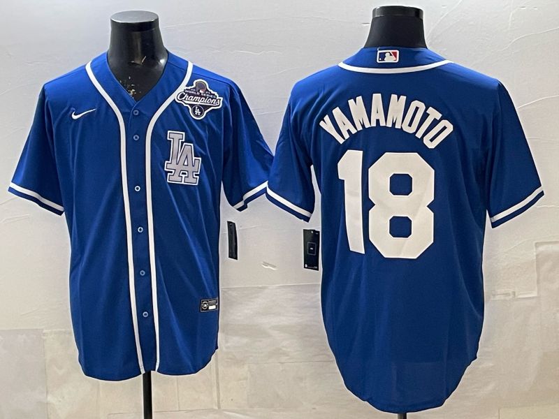 Men 2026 Nike Los Angeles Dodgers #18 Yamamoto Blue Game MLB Jersey 05->los angeles dodgers->MLB Jersey